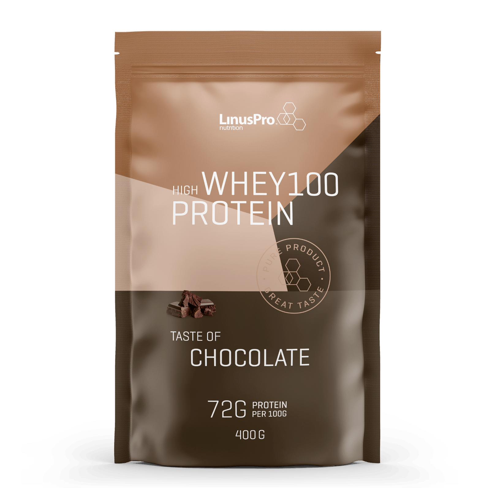 LinusPro Whey100 Chokolade 400 g - Perfekt til træning!