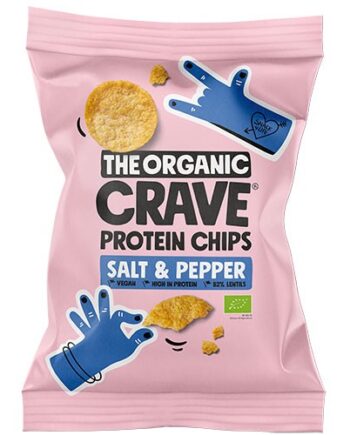 Økologiske Veganske Protein Chips Salt & Peber 100g