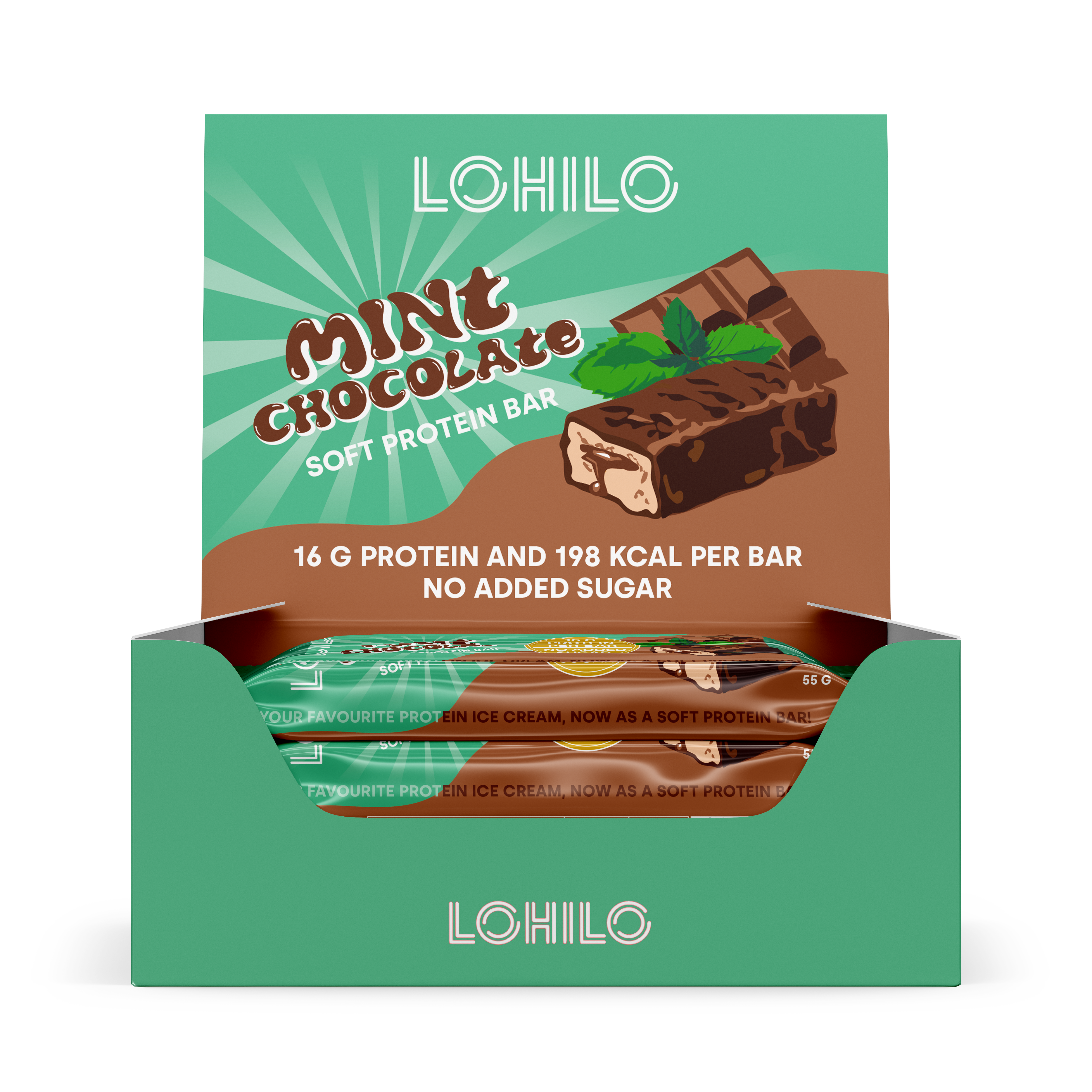Lohilo Proteinbar - Mint Chokolade Chip 12x55g Høj Protein