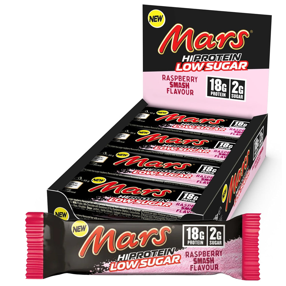 Mars Proteinbar Lavt Sukker - Hindbær Smash 12x 55g