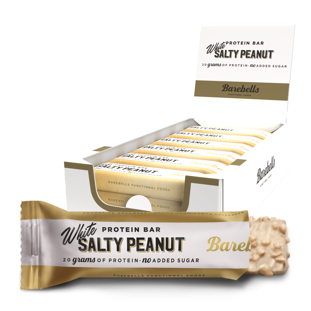 Hvid Saltet Peanut Proteinbar 12x55g - Sukkerfri Snack