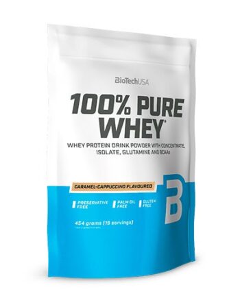 100 Pure Whey Protein Pulver Caramel Cappuccino 454 Gram Biotechusa Sneaker